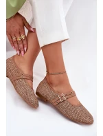 Baleríny S Pletením A Pásky Khaki Partheda Baleríny S Pletením A Pásky Khaki Partheda