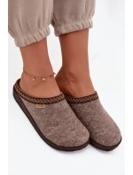 Ženské pantofle s výšivkou Inblu NL000009 tmavě béžové