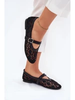 Dámské perforované baleríny s páskem Orphali – černé