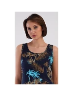 Dámská noční košile na ramínka Tropicana Tmavě modrá vzor - Vienetta