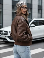 Dámská kožená bunda bomber hnědá FashionStreet TY5219