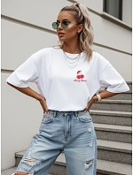 Dámské tričko oversize s potiskem Cherry Bomb, bílé, FashionStreet NX9507RY