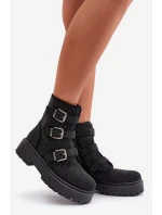 Zateplené boty se zdobením černé Ciascia
