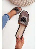 Dámské Pantofle Na Plochém Podpatku S Ozdobným Detailem KV51-007 Grafitové