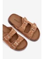 Dámské pantofle se zlatými sponami a cvočky Camel Tervina