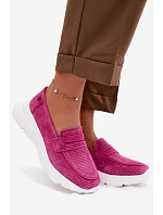 Dámské mokasiny z přírodního semiše na platformě Vinceza 79626 Fuchsiová