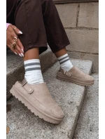 Dámské Zateplené Pantofle S Kožešinou Na Platformě Béžové Azida