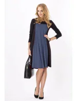 Dámské šaty volný střih 3/4 rukáv vhodné i pro těhotné středně dlouhé grafitové - Černá - BeYou Dámské šaty volný střih 3/4 rukáv vhodné i pro těhotné středně dlouhé grafitové - Černá - BeYou