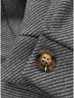 Volná šedá pruhovaná žebrovaná bunda s límcem (244003) Volná šedá pruhovaná žebrovaná bunda s límcem (244003)