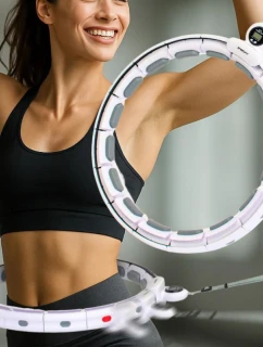 HULA HOP S MASÉREM, ZÁVAŽÍM A PULTEM BÍLO-ŠEDÝ ENERO FIT