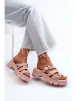 Vonné Dámské Pantofle Na Nízkém Podpatku ZAXY NN285044 Růžové Vonné Dámské Pantofle Na Nízkém Podpatku ZAXY NN285044 Růžové