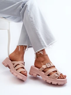 Vonné Dámské Pantofle Na Nízkém Podpatku ZAXY NN285044 Růžové