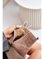 Semišové Dámské Kotníkové Boty Na Platformě A Klínu Zateplené Béžové Zazoo 60499