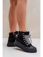 Dámské Zateplené Botky Trapery Na Platformě Černé Alcyhen
