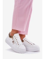 Dámské Sportovní Boty Na Platformě Z Eko Kůže Panther Bílé Velionna