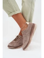 Kožené dámské tenisky s perforací Sergio Leone SP-002 šedé