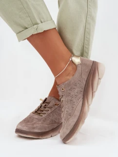 Kožené dámské tenisky s perforací Sergio Leone SP-002 šedé