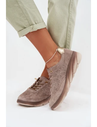 Kožené dámské tenisky s perforací Sergio Leone SP-002 šedé