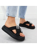 Dámské žabky na platformě se zirkony černé Potocki 16347