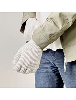 Pletené rukavice na telefon s výřezem na prsty - béžové