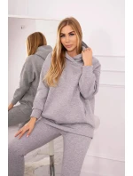 Zateplený set s mikinou s kapucí šedý