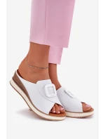 Dámské kožené pantofle na klínu Artiker 56C2149 oranžové