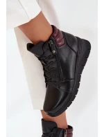 Kožené dámské kotníkové boty s podpatkem vyhřívané Vinceza 39963 Černé