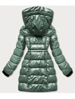 Zelená oboustranná dámská metalická bunda (b8070-10)