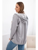 Dámská mikina s kapucí a šňůrkou dole šedá