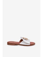 Ekokožené Ploché Sandály Pro Ženy S Dekorativním Detalem Stříbrné Frelie