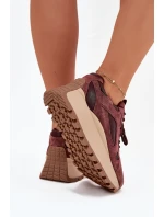 Kožené Sneakersy Na Platformě Dámské Big Star SS274625 HI-POLY SYSTEM Bordové Kožené Sneakersy Na Platformě Dámské Big Star SS274625 HI-POLY SYSTEM Bordové