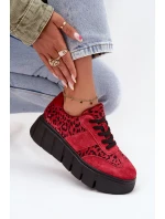 Semišové zateplené dámské tenisky na masivní platformě Vinceza 66841 Leopardo Červené Semišové zateplené dámské tenisky na masivní platformě Vinceza 66841 Leopardo Červené
