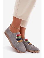 Kožené semišové dámské polobotky Vinceza 95377 Šedé