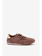 Dámské nízké tenisky s korálky Hnědé Galora