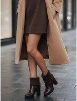 Dámské hnědé boty FashionStreet na podpatku ZY1315 Dámské hnědé boty FashionStreet na podpatku ZY1315