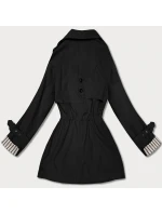 Krótki trencz na guziki Goodlookin czarny (KK60415-1#)