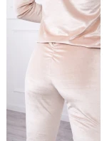 Velurová souprava s řasením na zadní straně béžová