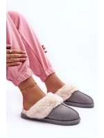 Dámské Pantofle s Kožešinou Šedé Pinky