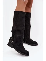 Zateplené dámské kozačky s klipsy černé Umbria