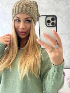 Čepice s fleecem Paulina K227 khaki - Oliwier