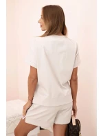 Dámský punto set s krátkými rukávy a šortkami béžový