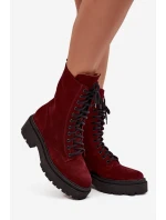 Dámské workery z pravé nubukové kůže s vyhříváním Zazoo 4213 bordó