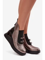 Dámské kotníkové boty na platformě D&A MR52-106 metalické Dámské kotníkové boty na platformě D&A MR52-106 metalické