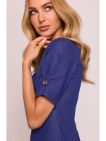 M842 Džínové šaty se záhyby - modré