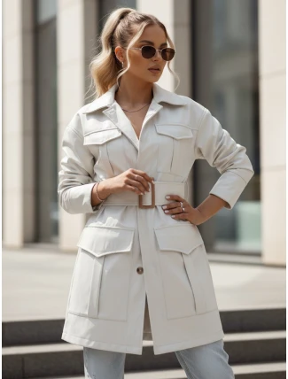 VERMONT dámský přechodový kabát s vázáním světle šedý FashionStreet NY0581