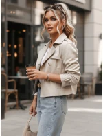 Dámský krátký elegantní kabát klasického střihu světle béžový FashionStreet NY0772