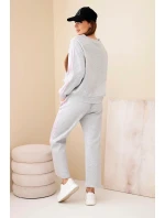 Dámský viskózový komplet máslový s lampasy šedý