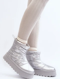 Dámské sněhule na masivní platformě stříbrné Fionia