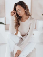 Dámský žebrovaný svetr NOLVIE ecru FashionStreet MY2495