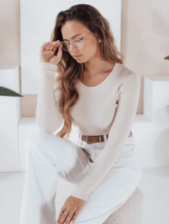 Dámský žebrovaný svetr NOLVIE ecru FashionStreet MY2495